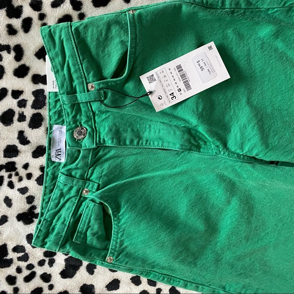 Zara Green Wide Leg Jeans - Picture 4 of 7